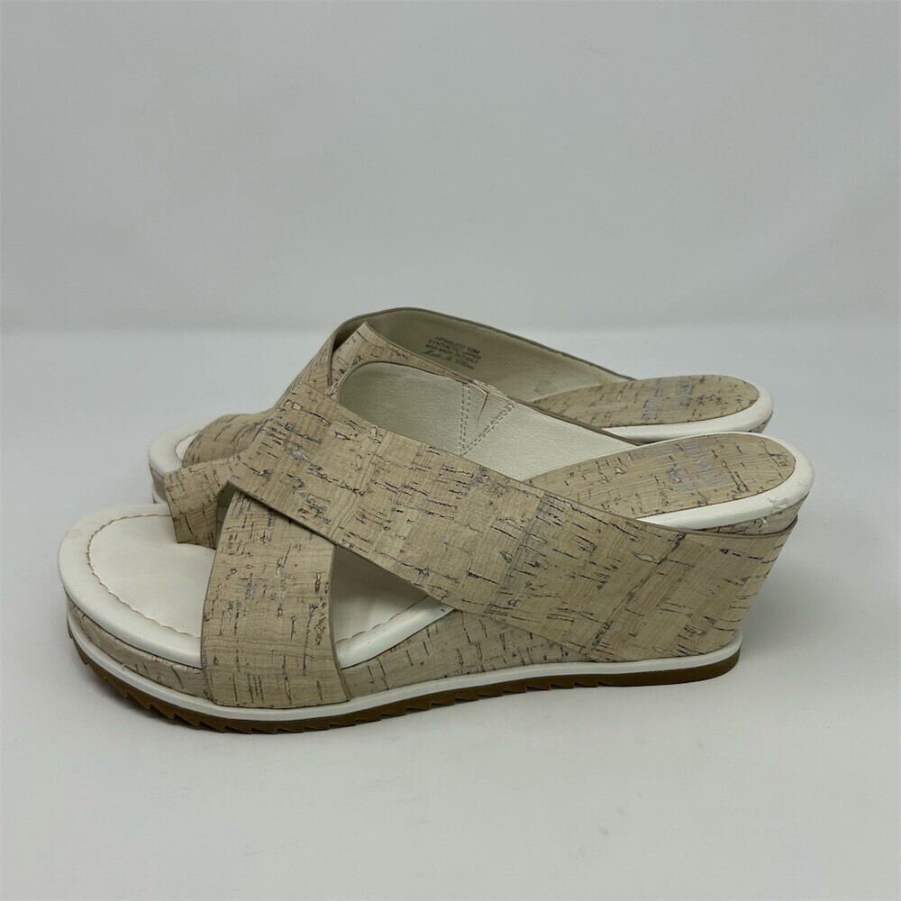 Donald J. Pliner Platform Wedge Slide Sandals Toe Loop Beige Cream Womens 10M - Picture 6 of 11